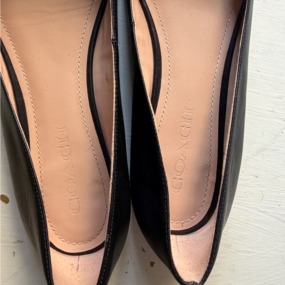 Coach Viviana Beadchain Flat size 9.5 Black Leather Pointed Ballet Flats - Picture 6 of 8